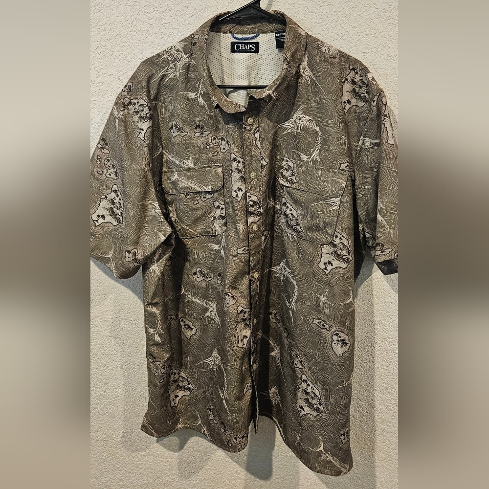 Chaps Men's Button Down Coastal Off Shore Fishing Shirt XXL Swordfish